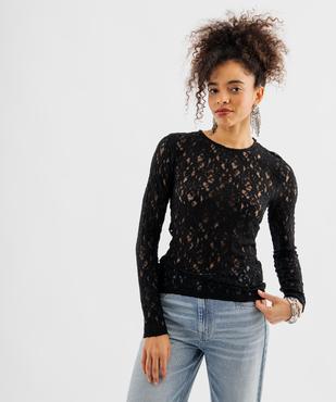 Tee-shirt dentelle manches longues femme vue1 - GEMO 4G FEMME - GEMO