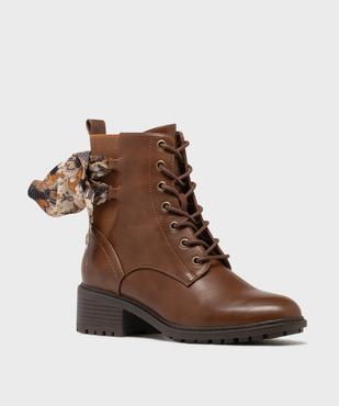 Boots à lacets et zip avec foulard sur la tige femme - Emilia Rosa vue2 - EMILIA ROSA - GEMO