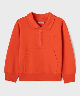 Sweat avec col polo zippé garçon vue1 - GEMO (ENFANT) - GEMO