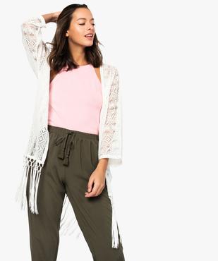 Gilet long en dentelle pour femme avec bas à franges  vue1 - FOLLOW ME - GEMO