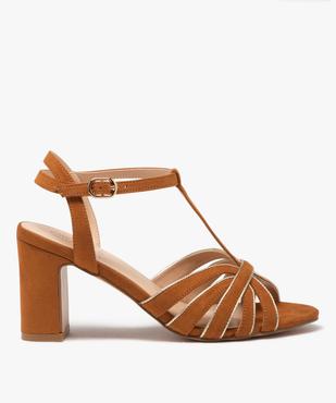 Sandales femme à talon carré style Salomé en suédine vue2 - GEMO 4G FEMME - GEMO