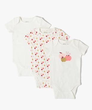 Bodies bébé fille à manches courtes avec motifs pailletés (lot de 3) vue1 - GEMO 4G BEBE - GEMO