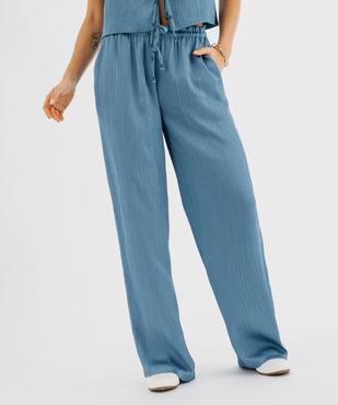 Pantalon large et fluide en satin froissé femme vue1 - GEMO(FEMME PAP) - GEMO