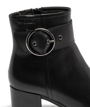 Boots femme à talon carré dessus en cuir uni et à zip - Pierre Cardin D vue6 - PIERRE CARDIN DIFFUSION - GEMO