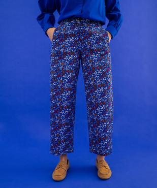 Pantalon coupe barrel en coton fleuri à taille élastiquée femme vue3 - GEMO(FEMME PAP) - GEMO