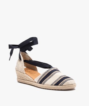 Espadrilles femme à petit talon et lacet ruban vue2 - GEMO (CASUAL) - GEMO