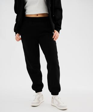 Pantalon de jogging en molleton uni à taille élastiquée femme vue1 - GEMO 4G FEMME - GEMO