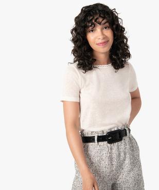 Tee-shirt femme à manches courtes en maille fine vue1 - GEMO(FEMME PAP) - GEMO