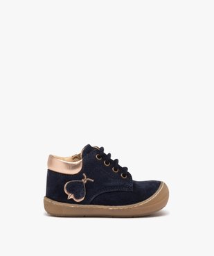 Chaussures premiers pas bébé fille en cuir uni suédé avec coccinelle - NA! vue1 - NA! - GEMO
