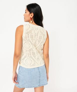 Pull sans manches ajouré femme vue3 - GEMO 4G FEMME - GEMO