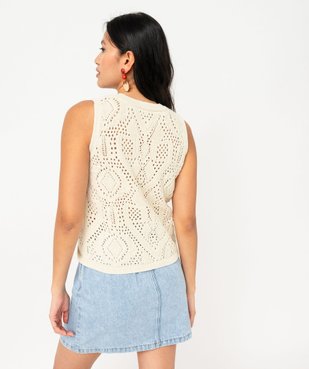 Pull sans manches ajouré femme vue3 - GEMO 4G FEMME - GEMO