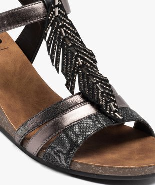 Sandales femme compensées avec plume ornée de strass vue6 - GEMO(URBAIN) - GEMO