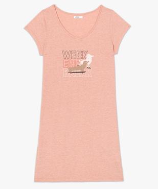Chemise de nuit imprimée à manches courtes femme chinée avec inscription fantaisie vue4 - GEMO 4G FEMME - GEMO