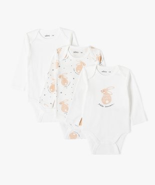 Body bébé en coton biologique à manches longues et col US (lot de 3) vue1 - GEMO 4G BEBE - GEMO
