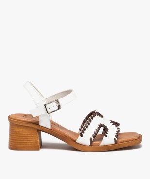 Sandales femme à talon carré dessus cuir uni - Tanéo vue1 - TANEO - GEMO