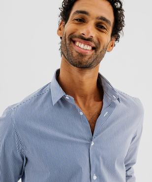 Chemise rayée coupe slim en coton stretch homme vue9 - GEMO 4G HOMME - GEMO