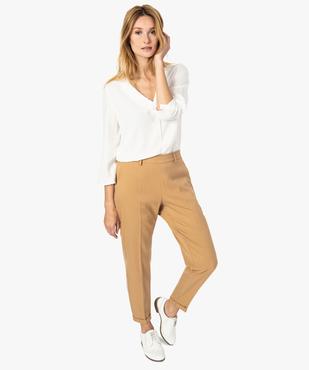 Pantalon femme en toile avec revers cousus vue5 - GEMO(FEMME PAP) - GEMO