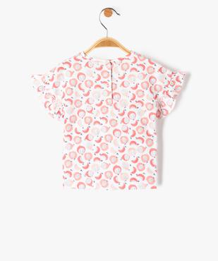 Tee-shirt bébé fille imprimé à manches courtes volantées vue3 - GEMO(BEBE DEBT) - GEMO