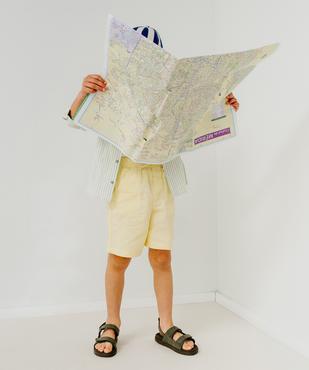 Bermuda en coton lin à taille élastiquée garçon vue1 - GEMO (ENFANT) - GEMO