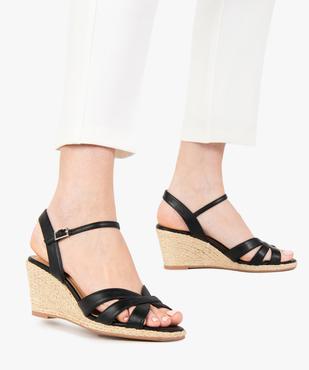 Sandales femme à talon compensé brillant et brides unies vue1 - GEMO(URBAIN) - GEMO