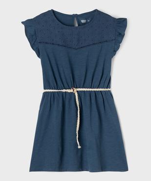 Robe fille en maille avec buste brodé et manches à volants vue1 - GEMO 4G FILLE - GEMO
