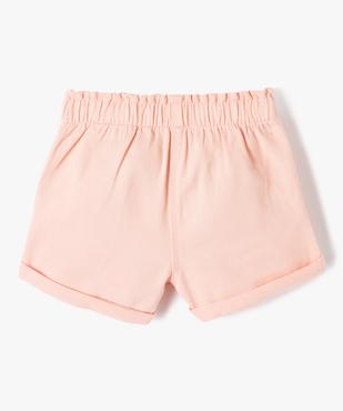 Short uni avec ceinture élastiquée bébé fille vue3 - GEMO 4G BEBE - GEMO