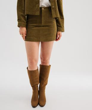 Jupe courte trapèze en velours femme vue1 - GEMO(FEMME PAP) - GEMO