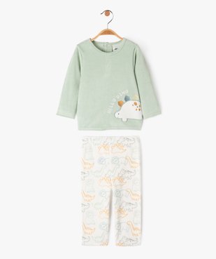 Pyjama 2 pièces en velours avec motifs dinosaures bébé garçon  vue1 - GEMO(BB COUCHE) - GEMO