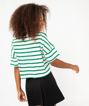 Tee-shirt à manches courtes rayé coupe courte femme vue3 - GEMO(FEMME PAP) - GEMO