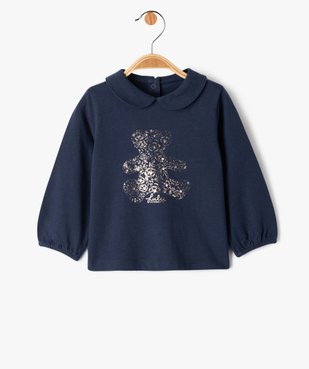 Tee-shirt manches longues à col Claudine bébé fille - LuluCastagnette vue1 - LULUCASTAGNETTE - GEMO