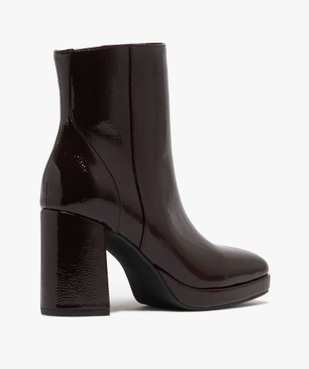 Boots femme à talon flare et bout carré dessus vernis vue4 - FOLLOW ME G4G - GEMO