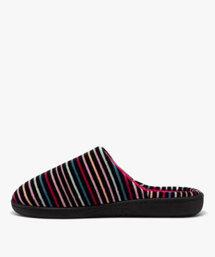 Chaussons femme mules en velours à rayures colorées - Isotoner vue3 - ISOTONER - GEMO