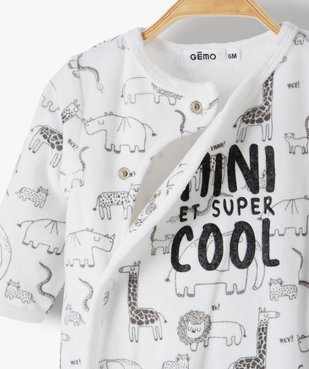 Pyjama bébé garçon en velours avec motifs animaux et inscription vue2 - GEMO(BB COUCHE) - GEMO