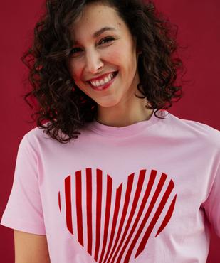 Tee-shirt manches courtes à rayures avec coeur brodé femme vue3 - GEMO(FEMME PAP) - GEMO