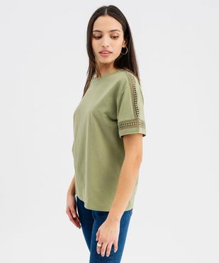 Tee-shirt manches courtes avec détails brodés femme vue1 - GEMO 4G FEMME - GEMO