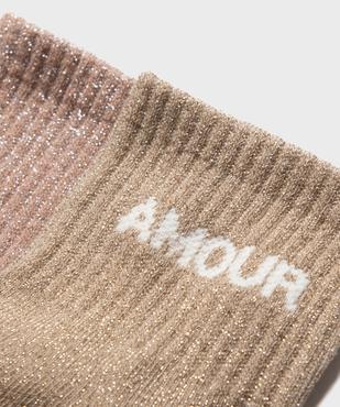 Socquettes pailletées à message femme (lot de 2) vue2 - GEMO(HOMWR FEM) - GEMO