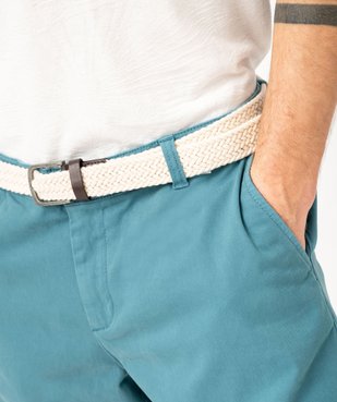 Bermuda chino en coton stretch coloris unique avec ceinture homme vue2 - GEMO (HOMME) - GEMO