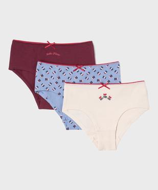 Shorties en coton biologique à motifs fleuris fille (lot de 3) vue1 - GEMO 4G FILLE - GEMO