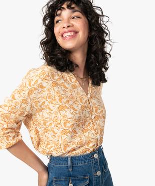 Blouse femme à manches longues à motifs fleuris et rayures pailletées vue2 - GEMO(FEMME PAP) - GEMO