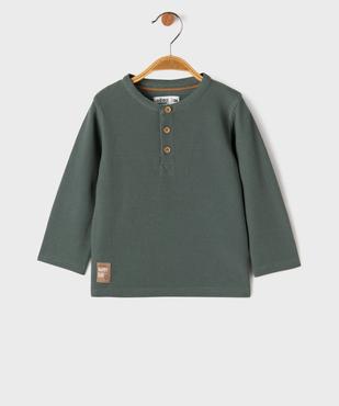 Tee-shirt manches longues en maille nid d’abeille bébé garçon vue1 - GEMO 4G BEBE - GEMO
