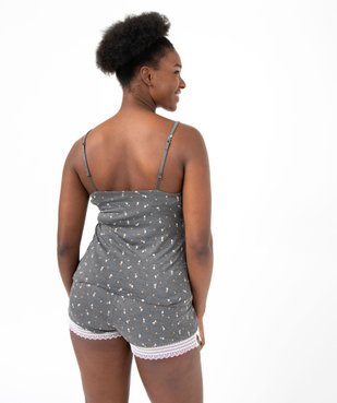 Short de pyjama en maille fluide avec bas en dentelle femme vue12 - GEMO 4G FEMME - GEMO