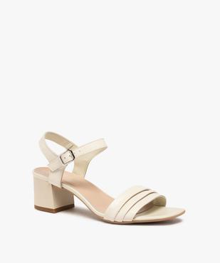 Sandales femme à talon dessus plissé en cuir – Taneo vue2 - TANEO - GEMO