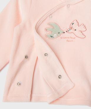 Pyjama 2 pièces en velours à motifs oiseaux bébé fille vue2 - GEMO 4G BEBE - GEMO