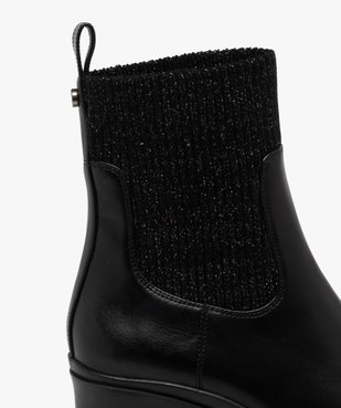 Boots femme à talon et bout carrés avec col chaussette pailleté vue6 - 5 MILES - GEMO