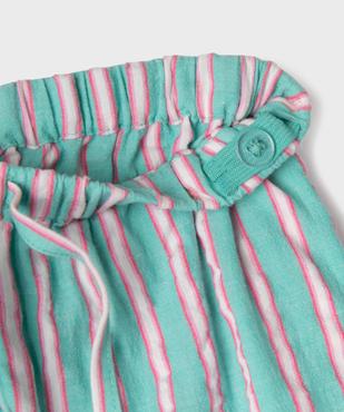 Pantalon rayé en coton froissé fille vue3 - GEMO (ENFANT) - GEMO