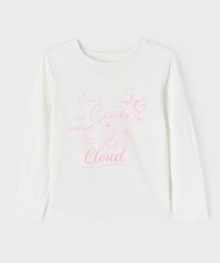 Tee-shirt manches longues en coton imprimé fille vue1 - GEMO 4G FILLE - GEMO