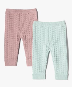 Pantalon bébé en maille torsadée (lot de 2) vue1 - GEMO(BB COUCHE) - GEMO