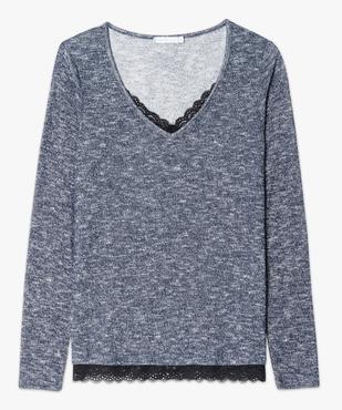 Pull pailleté col V finition dentelle vue4 - GEMO(FEMME PAP) - GEMO