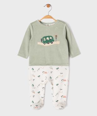Pyjama en velours à motifs voitures bébé garçon vue1 - GEMO 4G BEBE - GEMO