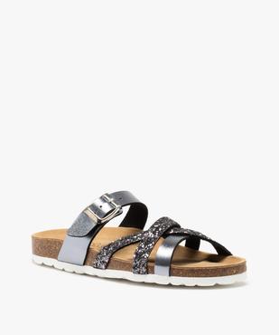 Mules femme à talon plat et brides métallisées vue2 - GEMO (CASUAL) - GEMO